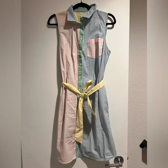 J. Crew Pastel Striped Belted Midi Dress - Picture 6 of 7